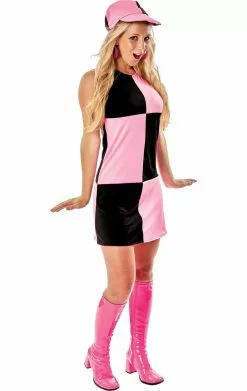 60s Black & Pink Chequered Dress