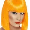 Smiffys Adult Glam Wig Neon ORANGE -Simply Fancy Dress Shop adult glam wig neon orange 927205