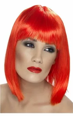 Smiffys Neon Red Glam Wig