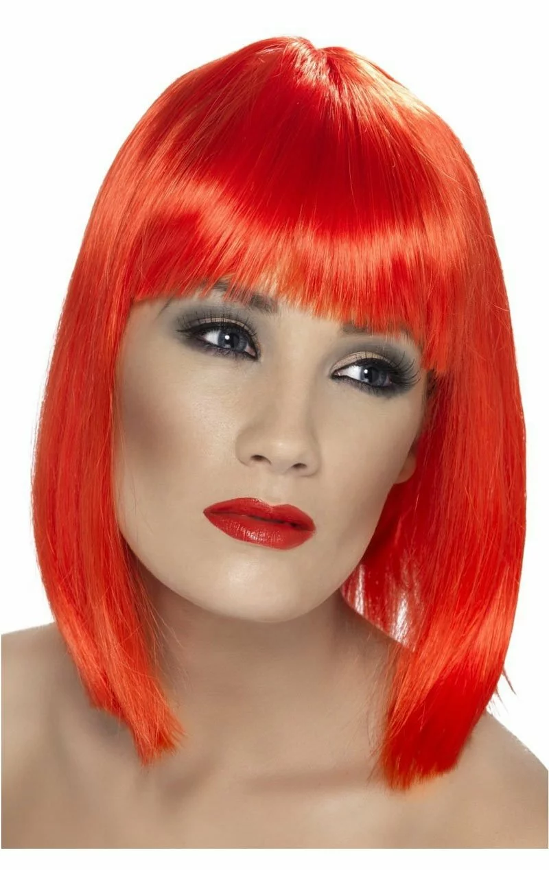 Smiffys Neon Red Glam Wig 3 Smiffys Neon Red Glam Wig