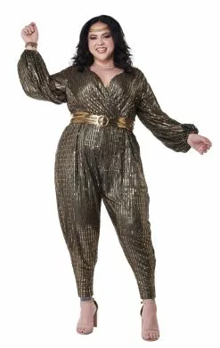 GENERIC Womens Gold Disco Queen Plus Size Costume