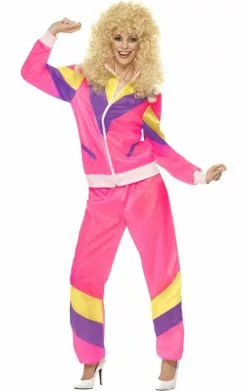 Smiffys Womens Pink 80s Shell Suit Costume